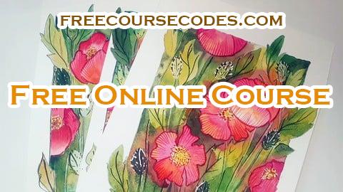 100% OFF Watercolor poppies. From sketch to finished work. Coupon Code